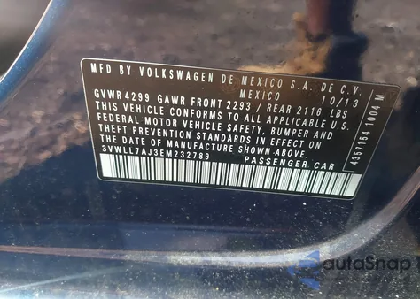 2014 Volkswagen Jetta 2.0L Tdi from USA, damaged, VIN 3VWLL7AJ3EM232789